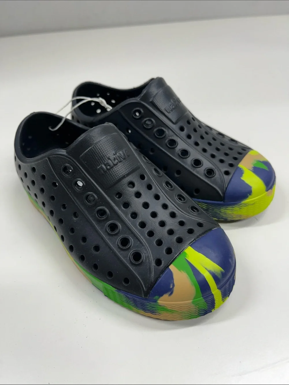 NWT Native Jefferson Marbled Shoes Jiffy Black Grasshopper Green Size C8